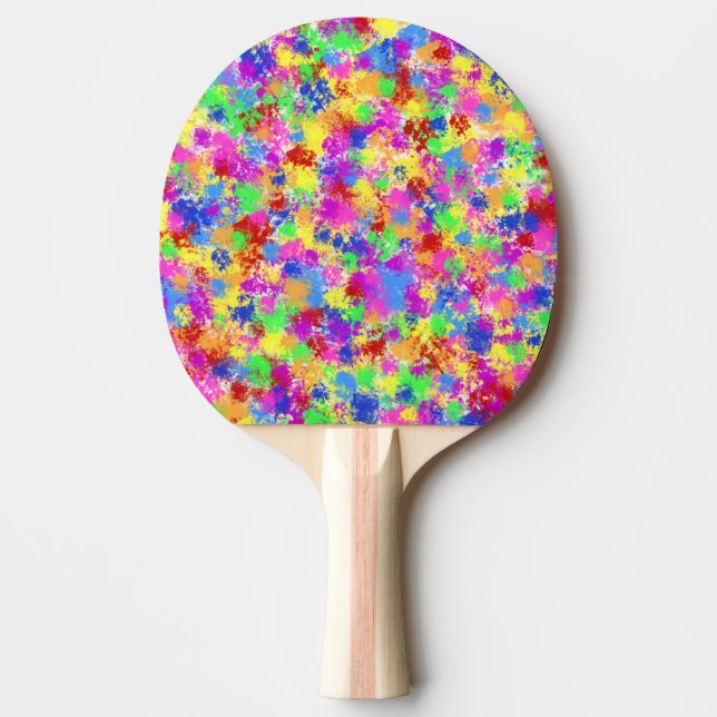 Splatter Paint Rainbow of Bright Colour Background Ping Pong Paddle (Front)