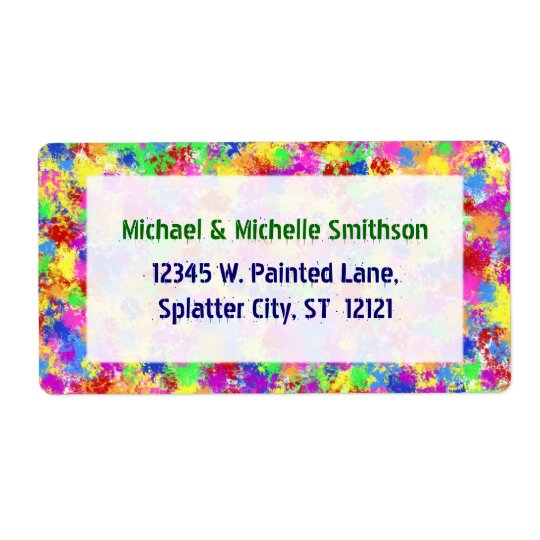 Splatter Paint Rainbow of Bright Colour Background Shipping Label