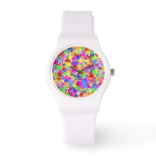 Splatter Paint Rainbow of Bright Colour Background Watch