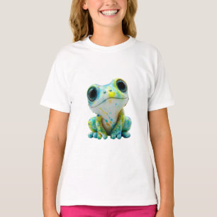 Splatter Paint Tree Frog Blue and Yellow Kids T-Shirt