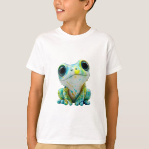 Splatter Paint Tree Frog Blue and Yellow Kids T-Shirt