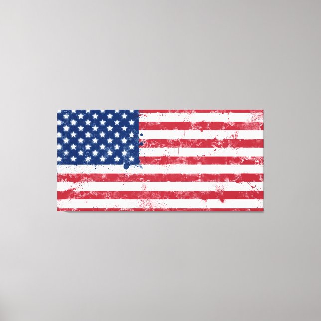 Splatter Painted American Flag Canvas Print (Front)