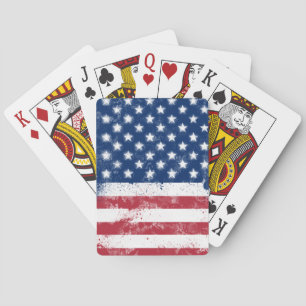 Splatter Painted Flag of the USA Playing Cards