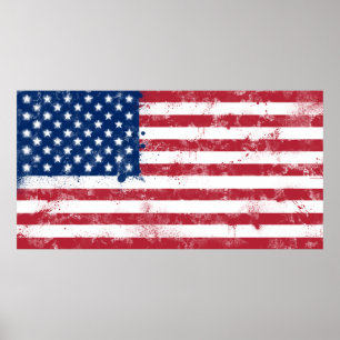 Splatter Painted Flag of the USA Poster