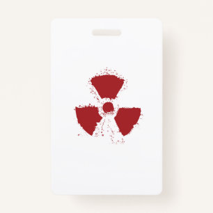Splatter Radioactive Warning Symbol ID Badge