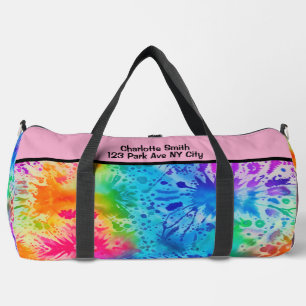 Splatter Rainbow Tie Dye monogram personalised Duffle Bag