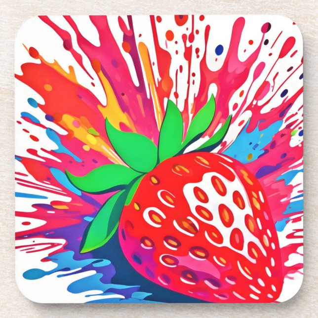 Splatter Strawberry Splash Coaster (Front)