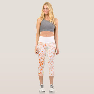 Splatter Texture - Orange Capri Leggings