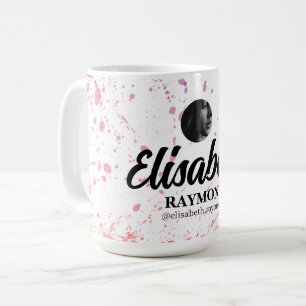 Splatter Watercolor Photo and Name Coffee Mug