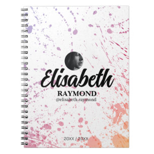 Splatter Watercolor Photo and Name Notebook