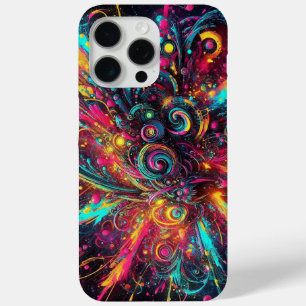 Splattered Chaos: neon paint splatters iPhone 15 Pro Max Case