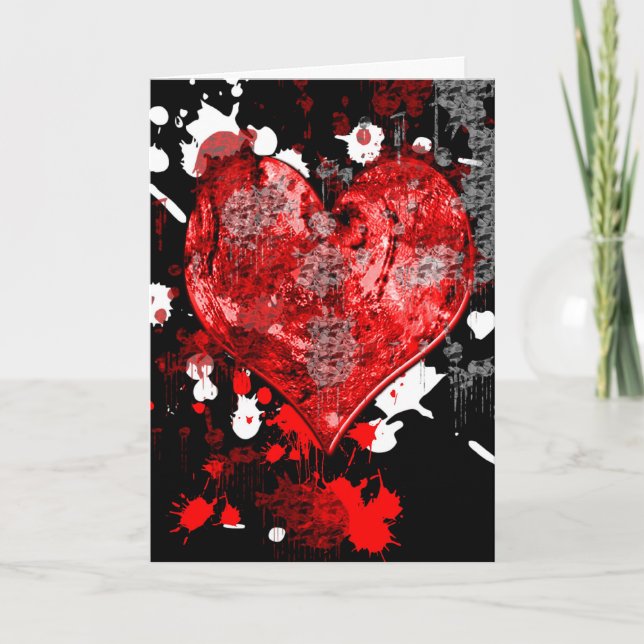 Splattered Heart Gothic Valentine's Day Card (Front)