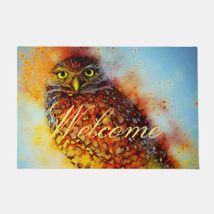 Splattered owl doormat