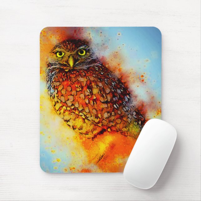 Splattered owl  mouse mat (With Mouse)