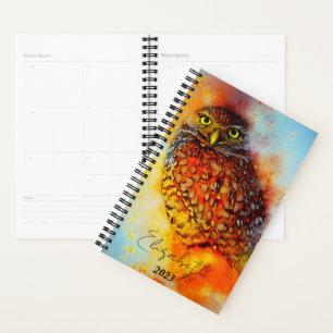 Splattered owl  personalised , custom year planner