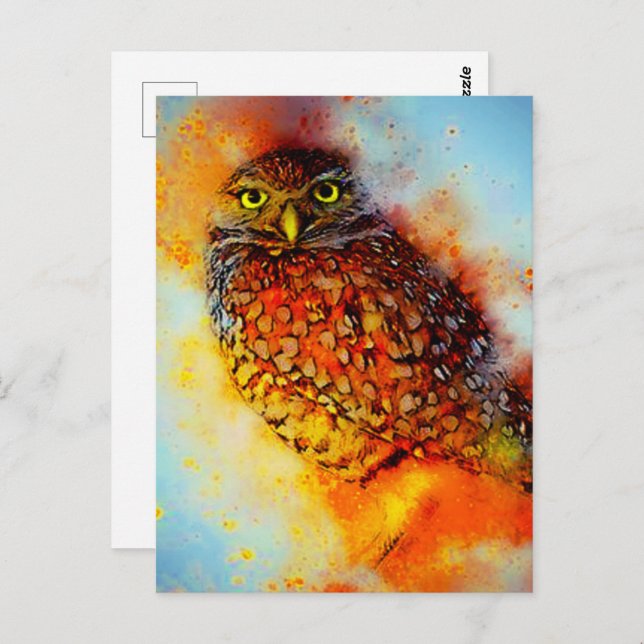 Splattered owl postcard (Front/Back)