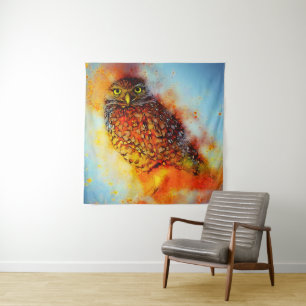 Splattered owl tapestry