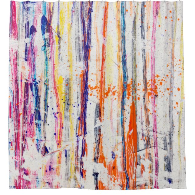 Splattered paint on white backgroundpaint,art,fine shower curtain (Front)