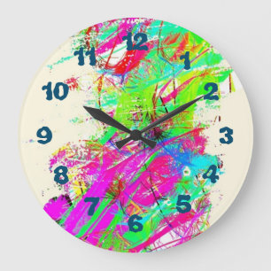 Splattered paint rainbow digital art creative large clock