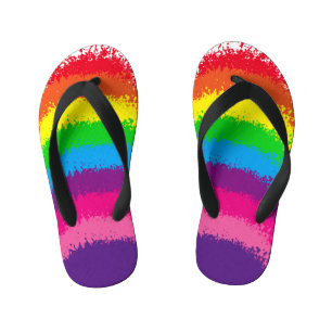 Splattered Rainbow Colours Design Kid's Flip Flops