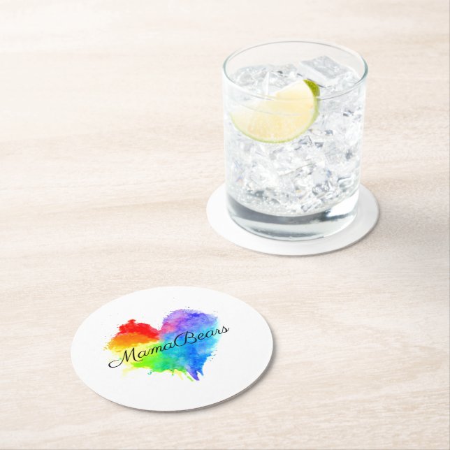 Splattered Rainbow Heart Coaster (Insitu)