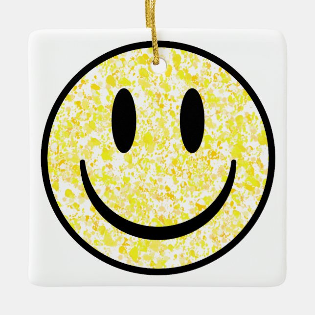 Splattered Smile Face Ceramic Ornament (Front)