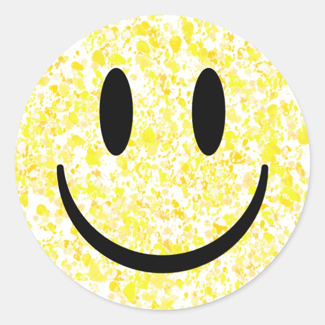 Splattered Smile Face Classic Round Sticker (Front)