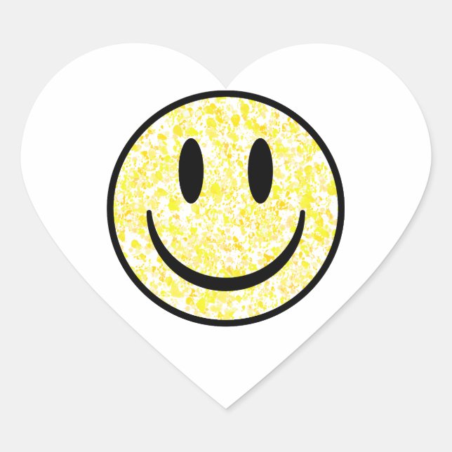 Splattered Smile Face Heart Sticker (Front)