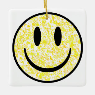 Splattered Smiley Face Ceramic Ornament