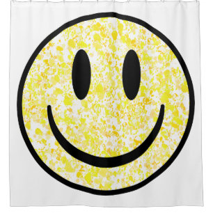 Splattered Smiley Face Shower Curtain