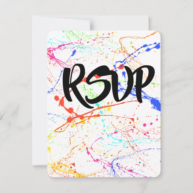 Splattered Wedding RSVP Card (Front)