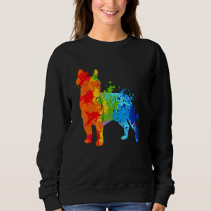 Splattering Paint Bulldog Drip Painting French Bul Sweatshirt