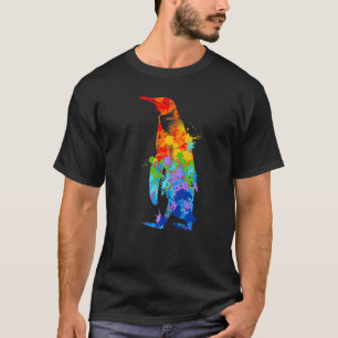 Splattering Paint Penguin Drip Painting Penguin T-Shirt