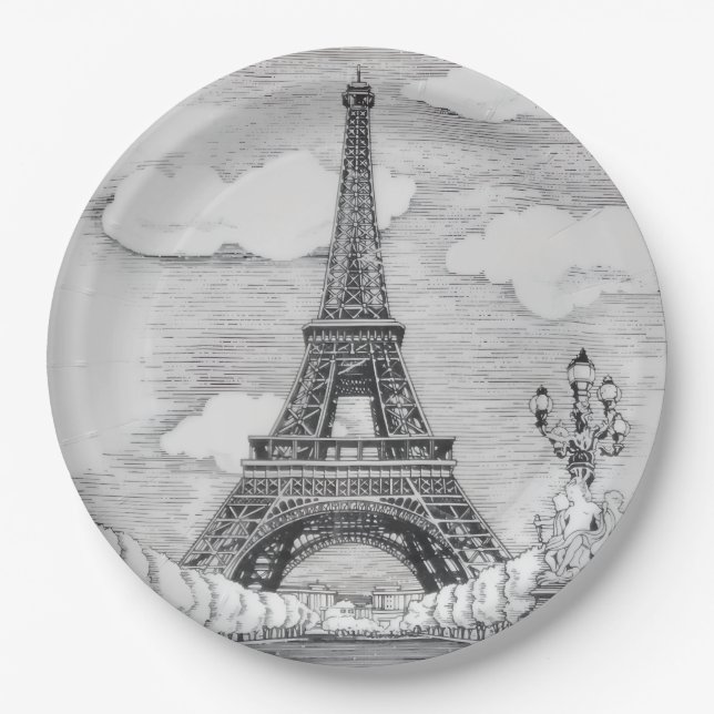 Splendid Eiffel Tower Party Plates (Front)