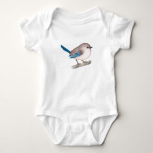 Splendid Fairy Wren Bird on Branch Baby Bodysuit