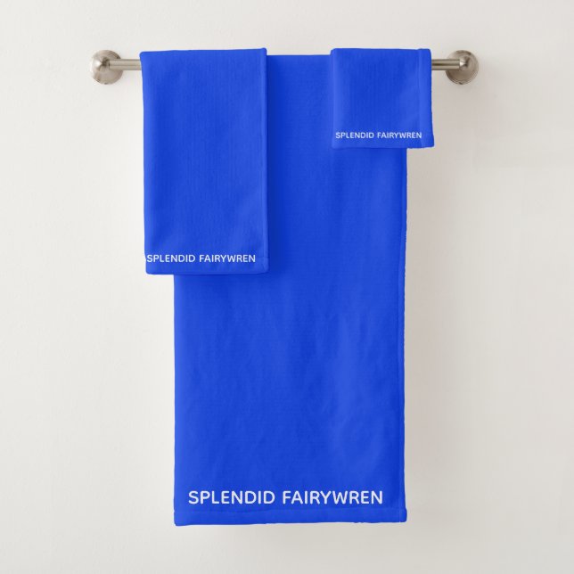 Splendid Fairywren Blue Colour Name Bath Towel Set (Insitu)