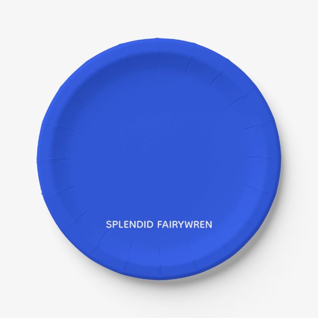 Splendid Fairywren Blue Colour Name Paper Plate (Front)