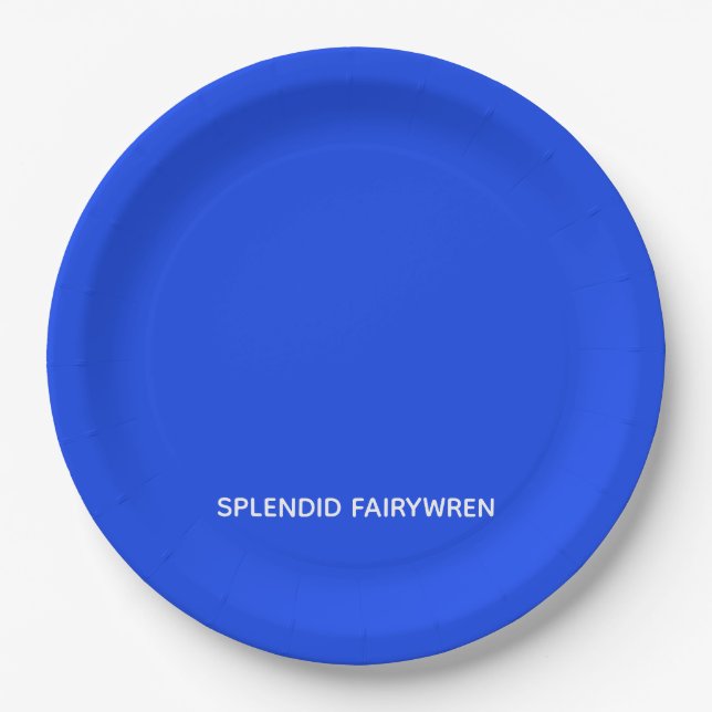Splendid Fairywren Blue Colour Name Paper Plate (Front)