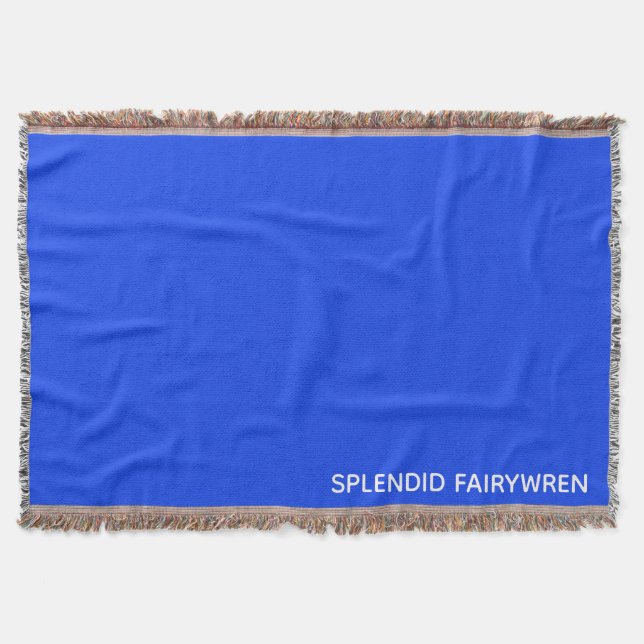 Splendid Fairywren Blue Colour Name Throw Blanket (Front)