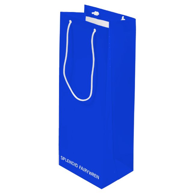 Splendid Fairywren Blue Colour Name Wine Gift Bag (Front Angled)