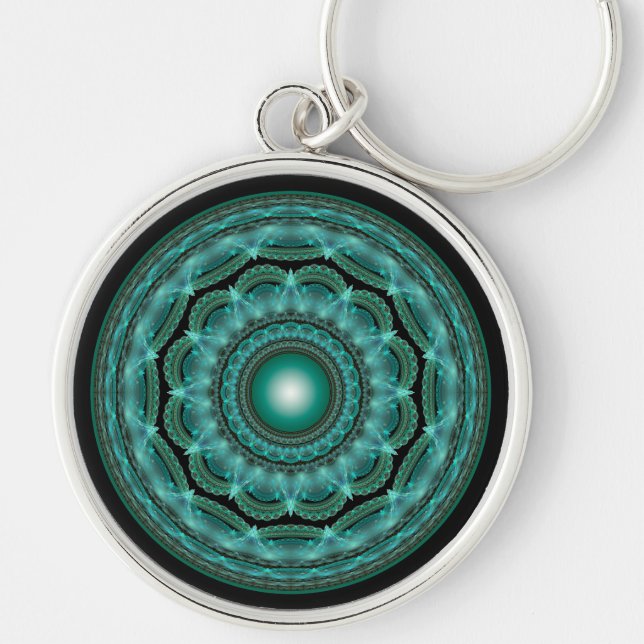 Splendid fractal glossy mandala key ring (Front)