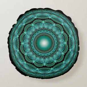 Splendid fractal glossy mandala round cushion