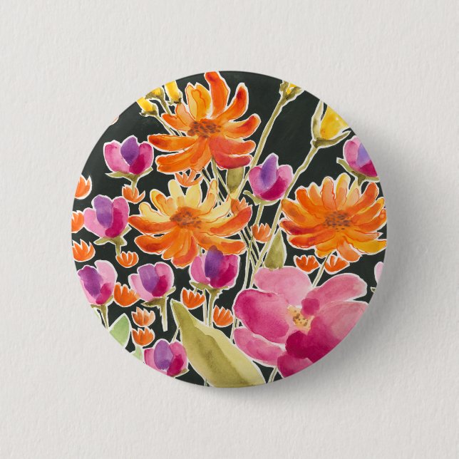 Splendid Gathering - Pink and Orange Flowers 6 Cm Round Badge (Front)