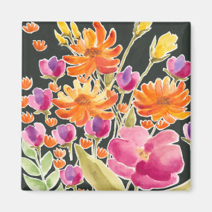 Splendid Gathering - Pink and Orange Flowers Magnet