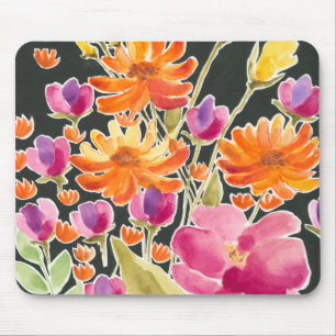 Splendid Gathering - Pink and Orange Flowers Mouse Mat