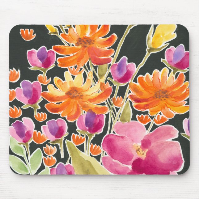 Splendid Gathering - Pink and Orange Flowers Mouse Mat (Front)