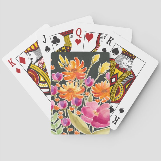 Splendid Gathering - Pink and Orange Flowers Playing Cards (Back)