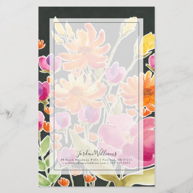 Splendid Gathering - Pink and Orange Flowers Stationery (Front)