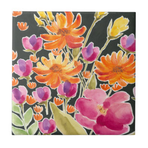 Splendid Gathering - Pink and Orange Flowers Tile