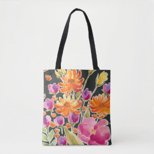 Splendid Gathering - Pink and Orange Flowers Tote Bag
